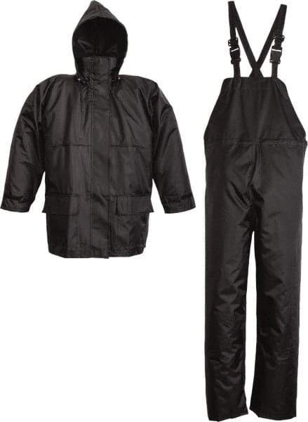 Viking - Size XL, Black, Rain Three Piece Suit - Detachable Hood, Hook & Loop Ankle, Hook & Loop Wrist - Eagle Tool & Supply
