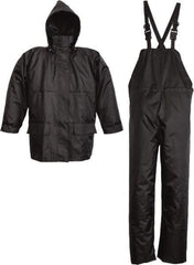 Viking - Size XL, Black, Rain Three Piece Suit - Detachable Hood, Hook & Loop Ankle, Hook & Loop Wrist - Eagle Tool & Supply