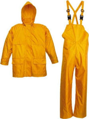 Viking - Size M, Yellow, Rain Three Piece Suit - Detachable Hood, Hook & Loop Ankle, Hook & Loop Wrist - Eagle Tool & Supply
