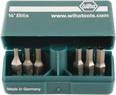 Wiha - 10 Piece, 1/4" Drive Screwdriver Tamperproof Bit Set - 3/32 to 3/16" Hex - Eagle Tool & Supply