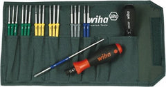 Wiha - 20 Piece, 1/4" Drive Screwdriver Bit Set - #0, #1 & #2 Phillips, 5/64 to 5/32" Hex, T7 to T20 Torx, 2.5, 3.5 & 4mm Slotted - Eagle Tool & Supply