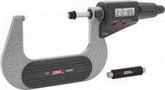 SPI - 2 to 3" Range, 0.00005" Resolution, Standard Throat IP54 Electronic Outside Micrometer - 0.0002" Accuracy, Friction Thimble, Carbide-Tipped Face, LR44 Battery, Includes NIST Traceable Certification of Inspection - Eagle Tool & Supply