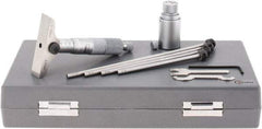 SPI - 0 to 100mm Range, 4 Rod, Mechanical Depth Micrometer - Ratchet Stop Thimble, 63mm Base Length, 0.01mm Graduation, 4.5mm Rod Diam - Eagle Tool & Supply