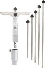 SPI - 0 to 6" Range, 6 Rod, Mechanical Depth Micrometer - Ratchet Stop Thimble, 4" Base Length, 0.001" Graduation, 4.5mm Rod Diam - Eagle Tool & Supply