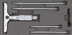 SPI - 0 to 12" Range, 12 Rod, Mechanical Depth Micrometer - Ratchet Stop Thimble, 2-1/2" Base Length, 0.001" Graduation, 4.5mm Rod Diam - Eagle Tool & Supply