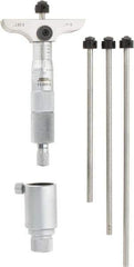 SPI - 0 to 4" Range, 4 Rod, Mechanical Depth Micrometer - Ratchet Stop Thimble, 2-1/2" Base Length, 0.001" Graduation, 4.5mm Rod Diam - Eagle Tool & Supply