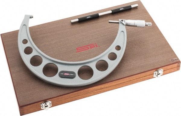 SPI - 8 to 9" Range, 0.0001" Graduation, Mechanical Outside Micrometer - Ratchet Stop Thimble, 5.12" Throat Depth, Accurate to 0.0002" - Eagle Tool & Supply