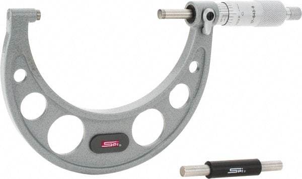 SPI - 3 to 4" Range, 0.0001" Graduation, Mechanical Outside Micrometer - Ratchet Stop Thimble, 2.37" Throat Depth, Accurate to 0.0002" - Eagle Tool & Supply