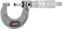 SPI - 0 to 1" Range, 0.0001" Graduation, Mechanical Outside Micrometer - Ratchet Stop Thimble, 1.11" Throat Depth, Accurate to 0.0001" - Eagle Tool & Supply