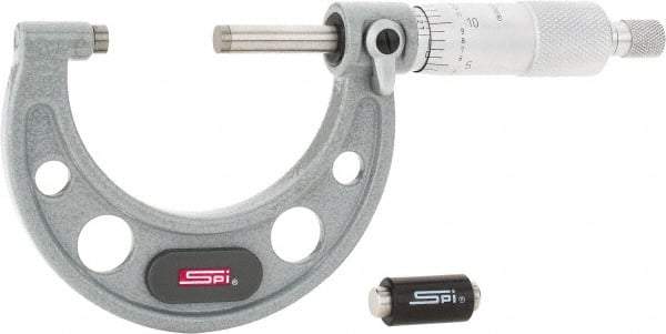 SPI - 1 to 2" Range, 0.0001" Graduation, Mechanical Outside Micrometer - Ratchet Stop Thimble, 1-1/2" Throat Depth, Accurate to 0.0002" - Eagle Tool & Supply