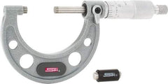 SPI - 1 to 2" Range, 0.0001" Graduation, Mechanical Outside Micrometer - Ratchet Stop Thimble, 1-1/2" Throat Depth, Accurate to 0.0002" - Eagle Tool & Supply