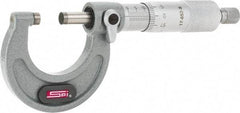 SPI - 0 to 25mm Range, 0.01mm Graduation, Mechanical Outside Micrometer - Ratchet Stop Thimble, 28mm Throat Depth, Accurate to 0.004mm - Eagle Tool & Supply
