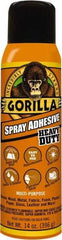 Gorilla Glue - 14 oz Aerosol Clear Spray Adhesive - High Tack, 131°F Heat Resistance, High Strength Bond, Flammable - Eagle Tool & Supply