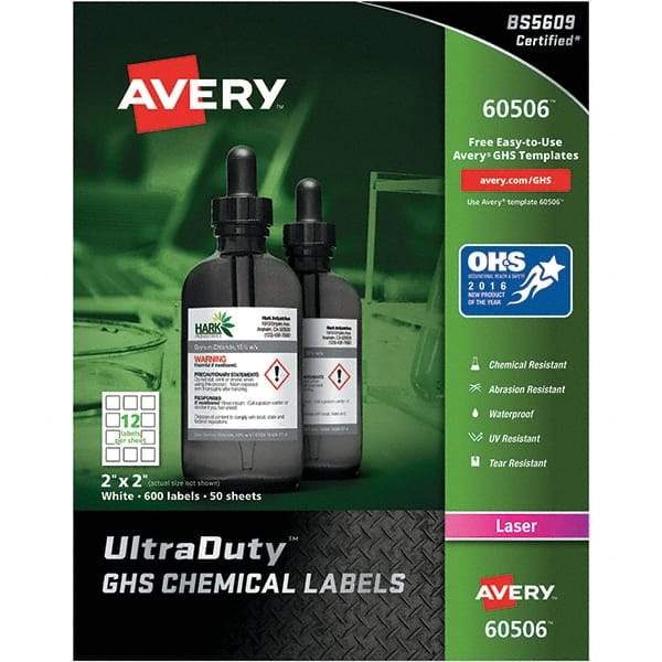 AVERY - 2" Long, White Paper Laboratory Label - For Laser Printers - Eagle Tool & Supply