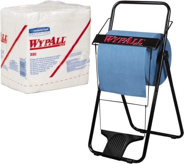 WypAll - X80 1/4 Fold Shop Towel/Industrial Wipes - Poly Pack, 12-1/2" x 12-1/2" Sheet Size, White - Eagle Tool & Supply