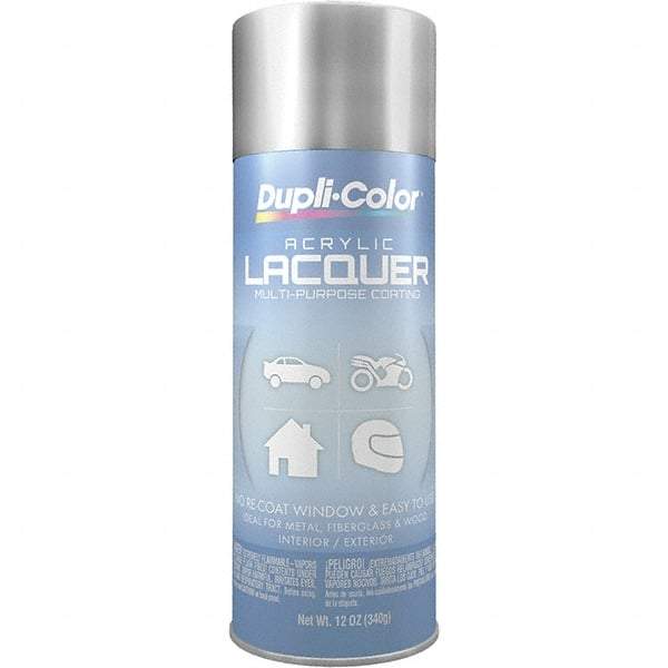 Dupli-Color - Silver Metallic, Metallic, Lacquer Spray Paint - 12 to 14 Sq Ft per Can, 12 oz Container - Eagle Tool & Supply