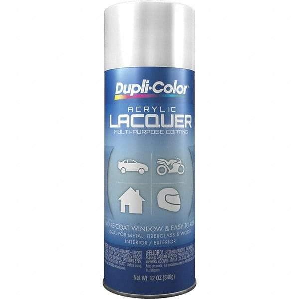 Dupli-Color - White, Gloss, Lacquer Spray Paint - 12 to 14 Sq Ft per Can, 12 oz Container - Eagle Tool & Supply