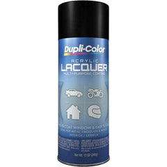 Dupli-Color - Black, Flat, Lacquer Spray Paint - 12 to 14 Sq Ft per Can, 12 oz Container - Eagle Tool & Supply