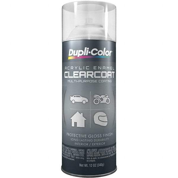 Dupli-Color - Crystal Clear, Flat, Acrylic Enamel Spray Paint - 12 to 14 Sq Ft per Can, 12 oz Container - Eagle Tool & Supply