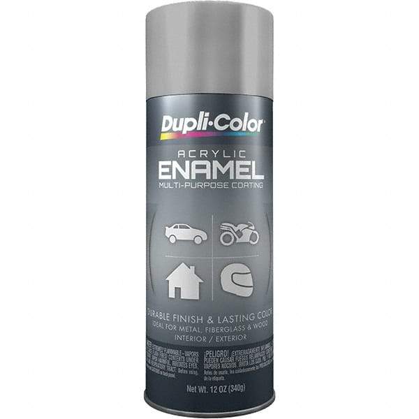 Dupli-Color - Medium Gray, Gloss, Acrylic Enamel Spray Paint - 12 to 14 Sq Ft per Can, 12 oz Container - Eagle Tool & Supply