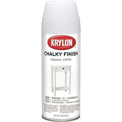 Krylon - White, Flat, Aerosol Spray Paint - 15 to 20 Sq Ft per Can, 12 oz Container - Eagle Tool & Supply