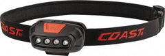 Coast Cutlery - White, Red LED Bulb, 130 Lumens, Hands-free Flashlight - Black, Red Plastic Body, 2 AAA Batteries Included - Eagle Tool & Supply