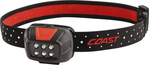 Coast Cutlery - White LED Bulb, 240 Lumens, Hands-free Flashlight - Black, Red Plastic Body, 3 AAA Batteries Included - Eagle Tool & Supply