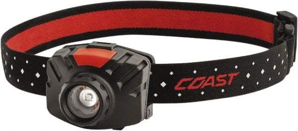 Coast Cutlery - White LED Bulb, 300 Lumens, Hands-free Flashlight - Black, Red Plastic Body, 3 AAA Batteries Included - Eagle Tool & Supply