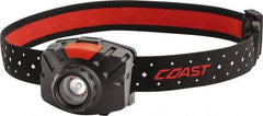 Coast Cutlery - White LED Bulb, 405 Lumens, Hands-free Flashlight - Black, Red Plastic Body, 3 AAA Batteries Included - Eagle Tool & Supply