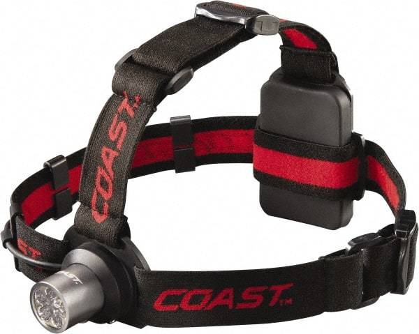 Coast Cutlery - White LED Bulb, 175 Lumens, Hands-free Flashlight - Black, Red Plastic Body, 3 AAA Batteries Included - Eagle Tool & Supply