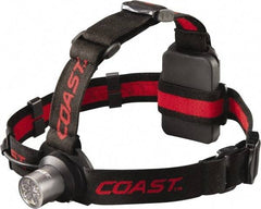 Coast Cutlery - White LED Bulb, 175 Lumens, Hands-free Flashlight - Black, Red Plastic Body, 3 AAA Batteries Included - Eagle Tool & Supply