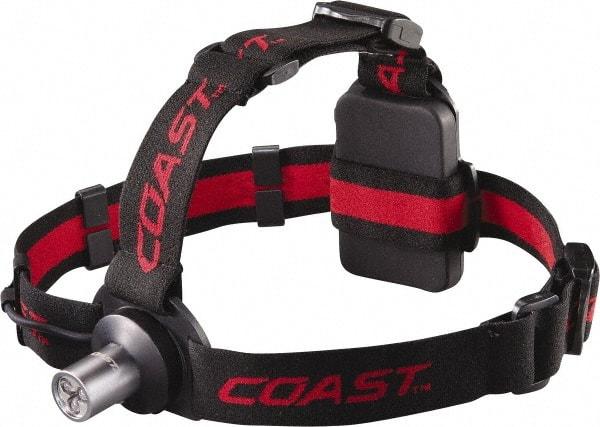 Coast Cutlery - White LED Bulb, 100 Lumens, Hands-free Flashlight - Black, Red Plastic Body, 3 AAA Batteries Included - Eagle Tool & Supply