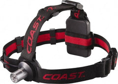 Coast Cutlery - White LED Bulb, 100 Lumens, Hands-free Flashlight - Black, Red Plastic Body, 3 AAA Batteries Included - Eagle Tool & Supply