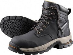 Timberland PRO - Men's Size 9 Wide Width Steel Work Boot - Black, Microfiber Upper, Rubber Outsole, 6" High, Non-Slip, Safety Toe - Eagle Tool & Supply