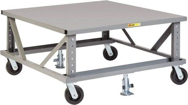 Little Giant - 3,600 Lb Capacity Steel Adjustable Height Pallet Stand - Steel Deck, 42" OAW, 48" Platform Length, Phenolic Casters - Eagle Tool & Supply