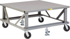 Little Giant - 3,600 Lb Capacity Steel Adjustable Height Pallet Stand - Steel Deck, 42" OAW, 48" Platform Length, Phenolic Casters - Eagle Tool & Supply