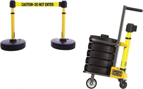 Banner Stakes - 42-5/16" High Plastic Pedestrian Barrier - 15' Long Rope - Eagle Tool & Supply