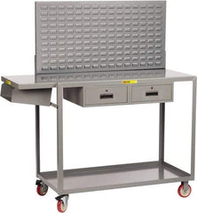 Little Giant - Mobile Workstation - Steel, Fixed Leg, Gray, 73-1/2" Long x 24" Deep x 66" High - Eagle Tool & Supply