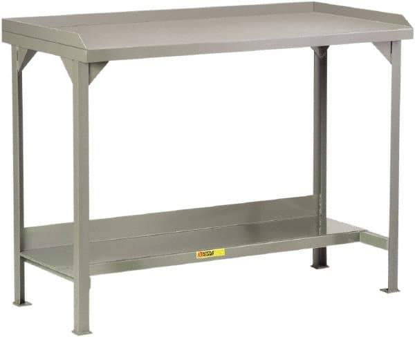 Little Giant - 48 Wide x 24" Deep x 36" High, Steel Heavy-Duty Workbench - Fixed Legs, Gray - Eagle Tool & Supply