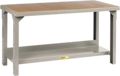 Little Giant - 72 Wide x 36" Deep x 27" High, Hardboard/Steel Heavy-Duty Workbench with Hardboard Top - Adjustable Height Legs, Gray - Eagle Tool & Supply