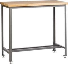 Little Giant - 72 Wide x 36" Deep x 42" High, Butcher Block Standing Height Butcher Block Table - Fixed Legs With Adjustable Height Glides, Gray - Eagle Tool & Supply
