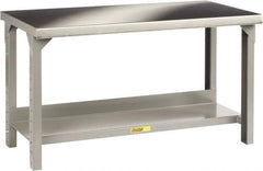 Little Giant - 60 Wide x 30" Deep x 27" High, Stainless Steel Heavy-Duty Workbench with Stainless Steel Top - Adjustable Height Legs, Gray - Eagle Tool & Supply