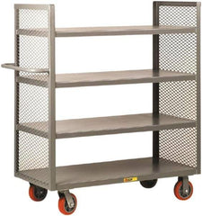 Little Giant - 3,600 Lb Capacity, 4 Shelf, 2-Sided Steel Truck - 65-1/2" Long x 30" Wide x 57" High, Polyurethane Wheels - Eagle Tool & Supply