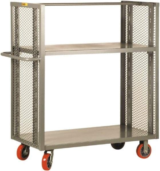Little Giant - 3,600 Lb Capacity, 1 Shelf, 2-Sided Steel Truck - 53-1/2" Long x 30" Wide x 57" High, Polyurethane Wheels - Eagle Tool & Supply