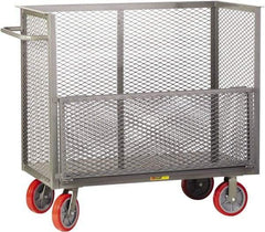 Little Giant - 3,600 Lb Capacity, 3-Sided Steel Bulk Truck with Removable Drop Gate - 53-1/2" Long x 24" Wide x 47" High, Polyurethane Wheels - Eagle Tool & Supply