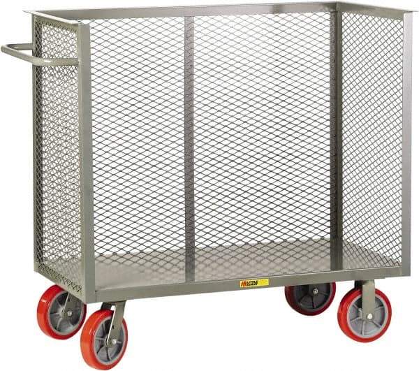 Little Giant - 3,600 Lb Capacity, 3-Sided Steel Bulk Truck - 65-1/2" Long x 30" Wide x 47" High, Polyurethane Wheels - Eagle Tool & Supply