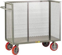 Little Giant - 3,600 Lb Capacity, 3-Sided Steel Bulk Truck - 65-1/2" Long x 30" Wide x 47" High, Polyurethane Wheels - Eagle Tool & Supply