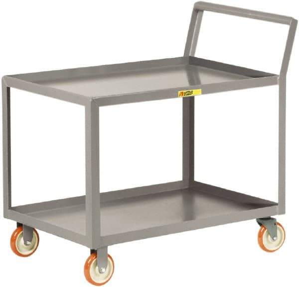 Little Giant - 1,200 Lb Capacity, 30" Wide x 48" Long x 38-3/4" High Shelf Cart - 2 Shelf, Steel, 2 Rigid/2 Swivel Casters - Eagle Tool & Supply