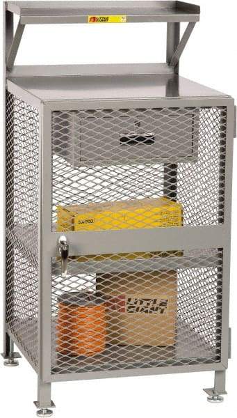 Little Giant - 1 Drawer Enclosed Shop Desk - 24 Inch Wide x 22 Inch Deep x 52 Inch High, Gray - Eagle Tool & Supply