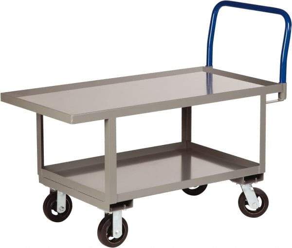 Little Giant - 2,000 Lb Capacity Steel Raised Deck Platform Truck - Steel Deck, 30" OAW, 48" Platform Length x 26" Platform Height, Mold On Rubber Casters - Eagle Tool & Supply